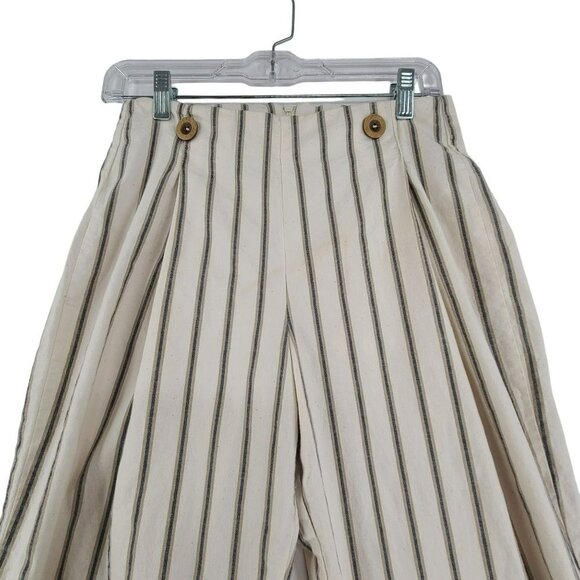 Pat Primo Women's High Waisted Casual Striped Pants  Tan and white Size 6 - Picture 3 of 11